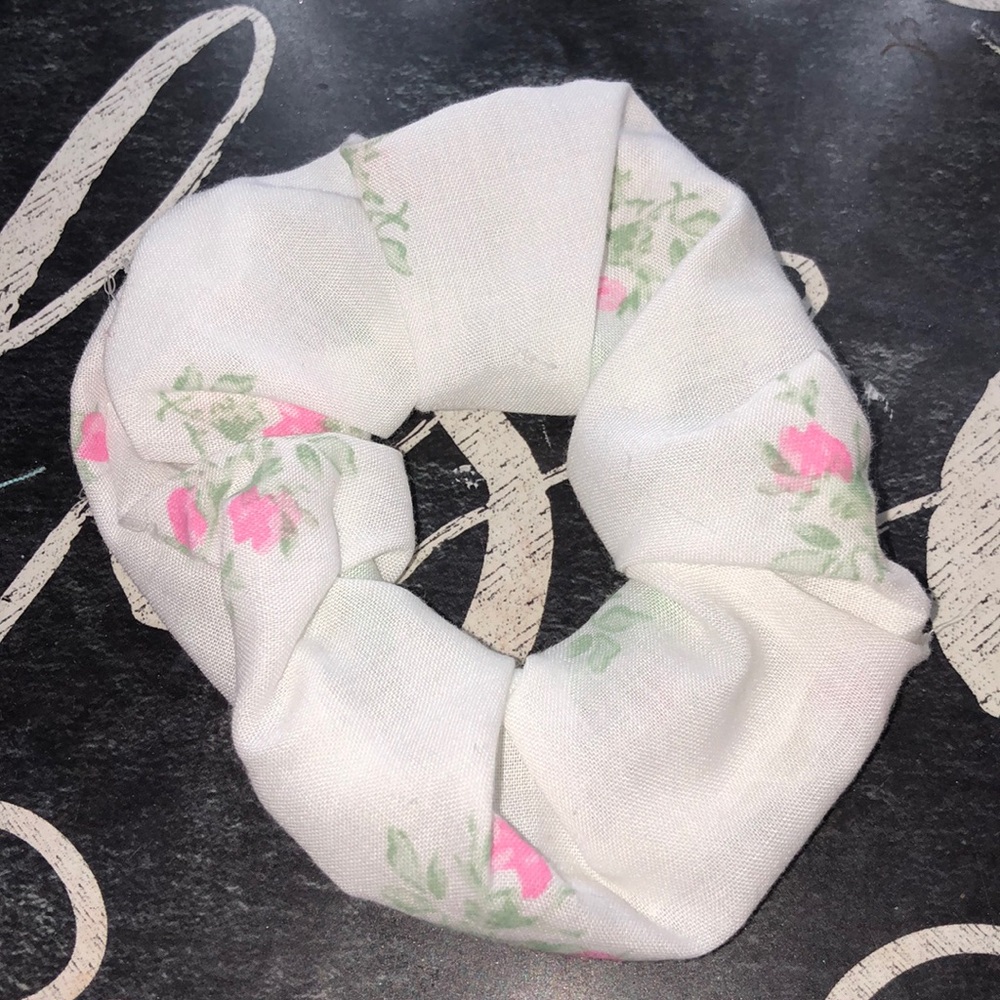 Pink Floral Scrunchie